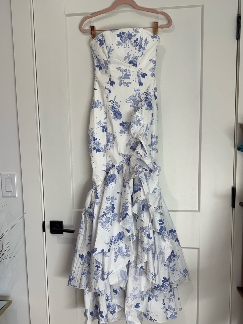 NWT Babyboo Angelina Blue Floral Strapless Prom Maxi Dress XS